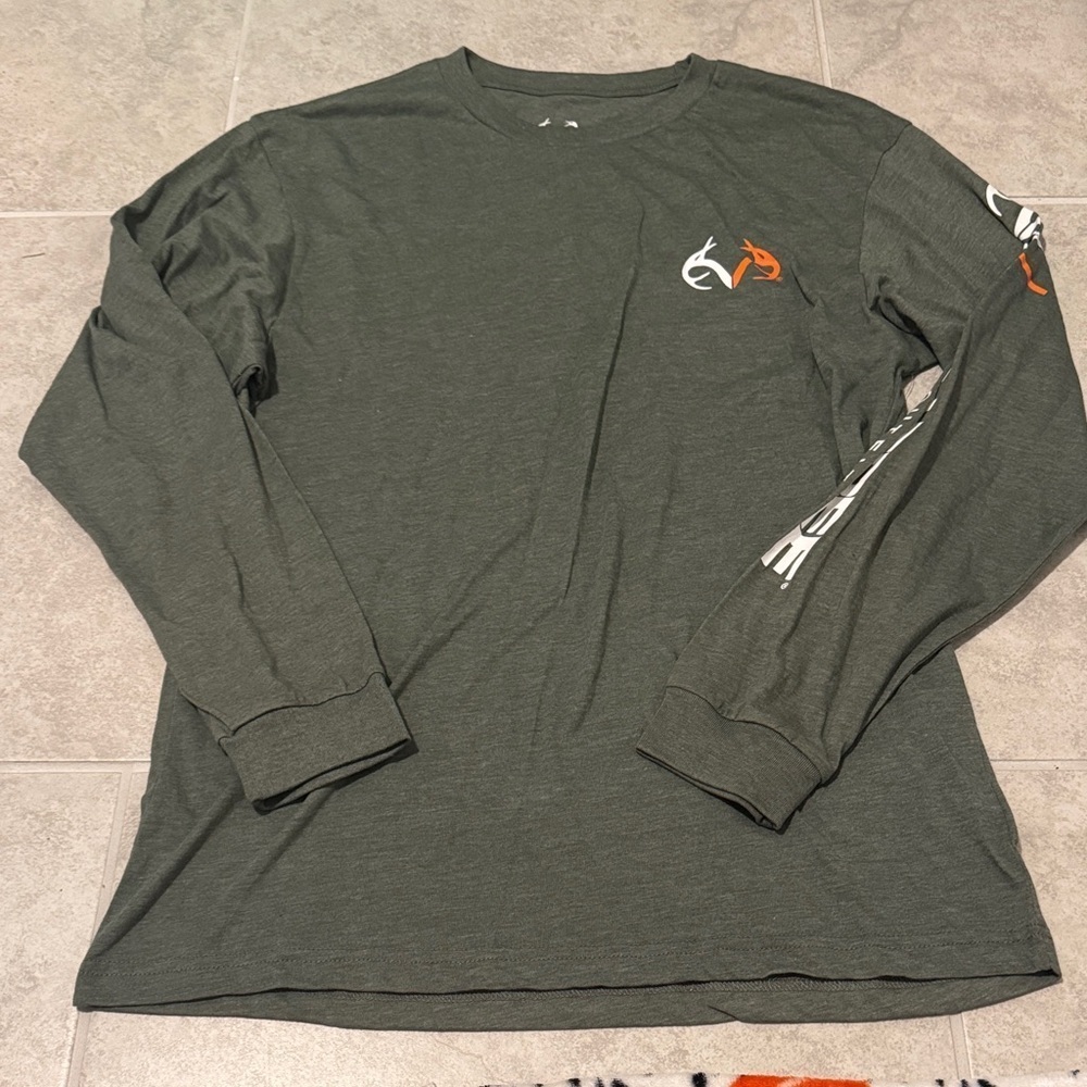 Realtree Dark Green Long Sleeve Tee with Orange Accents - Picture 1 of 3